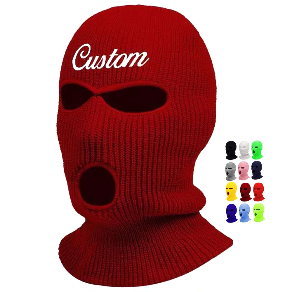 Custom ski mask 3 hole motorcycle skateboard snowboard unisex fashion beanie 