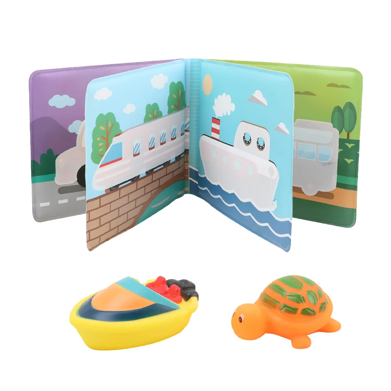 Discoloration eva bath water painting book shower bath toys for kids with soft animal