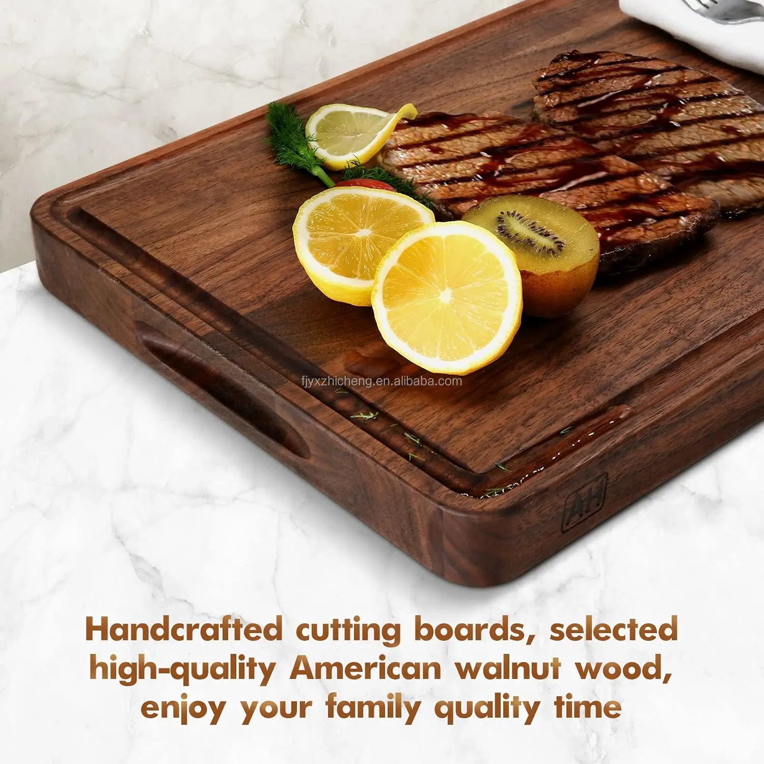 product large walnut wooden cutting board kitchen 17x11 inch wood juice groove non slip mats dishwasher safe-3