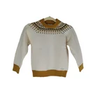 Winter Girls Winter Custom Winter Beige Crew Neck Fashion Jersey Jacquard Knitted Cotton Thick Sweaters Girls