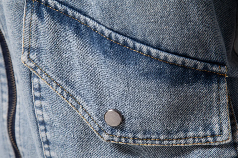 Autumn and Winter New Men's Windproof Fleece-lined Denim Jacket European Size Cross-border Casual Quality Washed Top manufacture