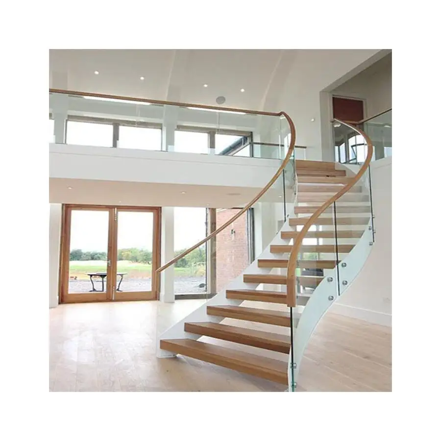 Modern Steel Curved Staircase Design Indoor Curved Stair With Red Oak Wood  Custom Good Quality Spiral Staircase - Buy Spiral Stair With  Cover,Galvanized Steel Spiral Stair,Spiral Stair Treads Product on  Alibaba.com