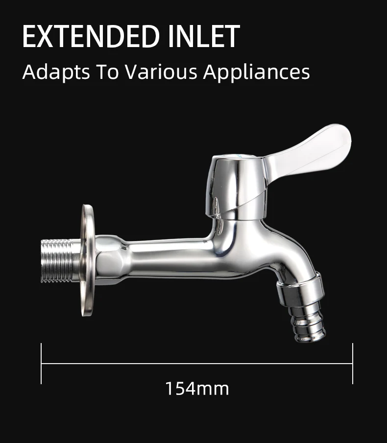 Brass Wall-mounted ABS Handle Washing Machine Safe High Water Flow Soft Aerated Stream Drip-Free Ceramic Valve Core Faucet details