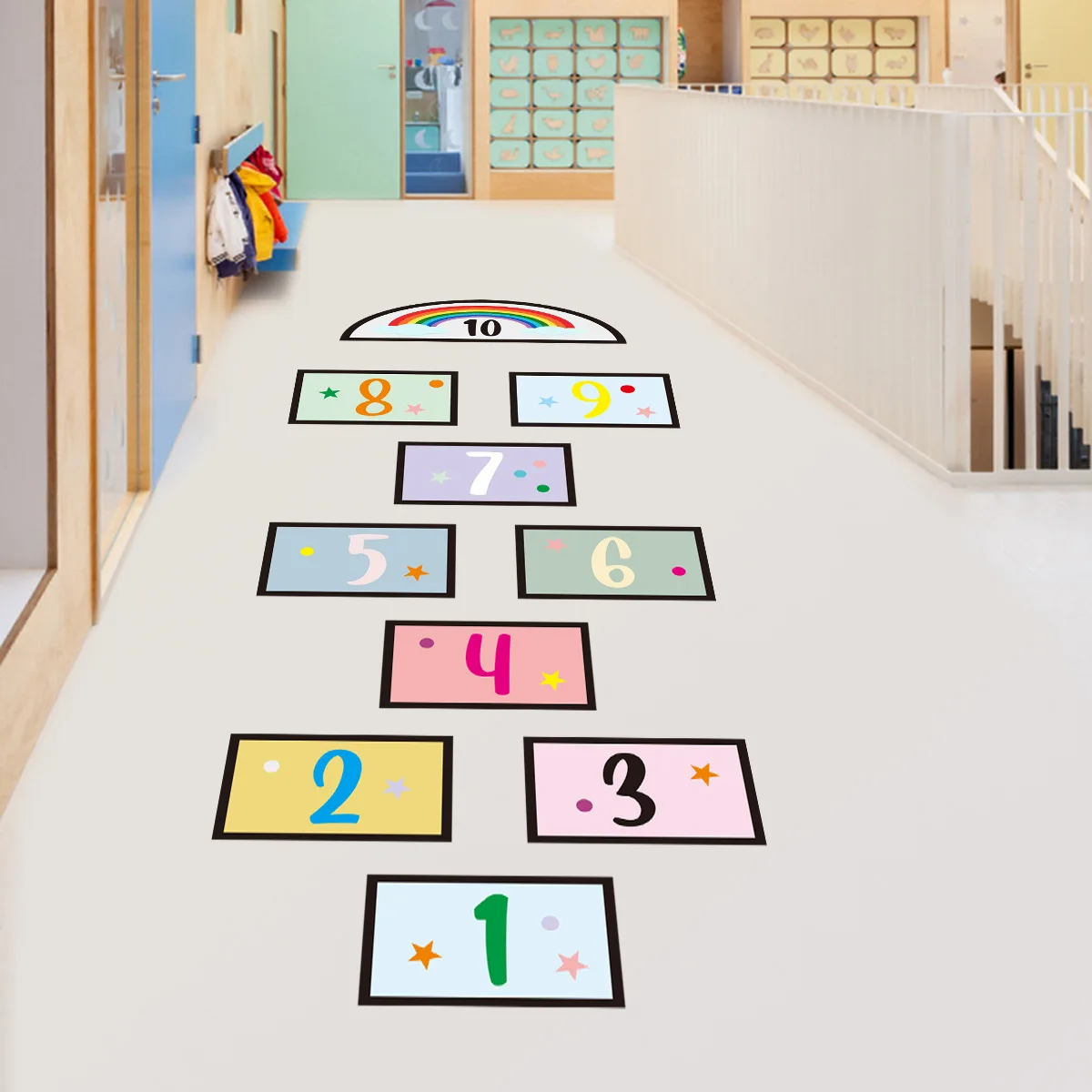 Digital jump lattice children's games floor sticker decal wall paste children's room kindergarten ground creative decoration