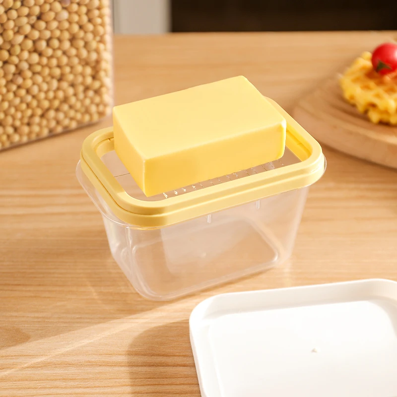 Butter cutting storage plastic cheese cake butter dish box with cover baking butter knife cutter refrigerator with lid