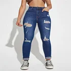 Jeans Custom Wholesale Blue Ladies Mom Denim Jeans Fashion Women High Waist Wide Leg Ripped Jeans Pant