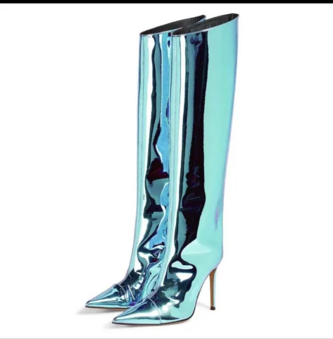 Wholesale Botas Dama Back Fashion tiletto Thin Heel Leather Print Nake Print Boots for Women,2 Pieces