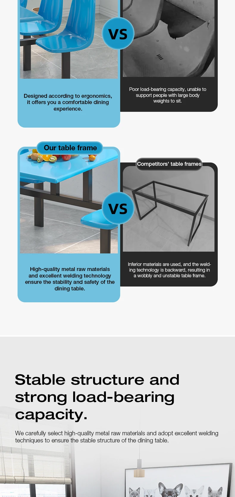 product free 3d design service custom fiberglass school restaurant student canteen dining table chair set-5