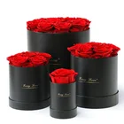 BLH Wholesale A Grade Long Lasting Preserved Real Rose Round Gift Box Flower Preserved Eternal Roses