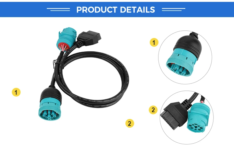 product customized j1939 9pin to obd2 connector y cable-3