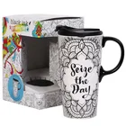Coffee DIY Customized OEM Design Ceramic Coffee Cups And Mugs With PP Lid Set Of 4 Color MarkerS