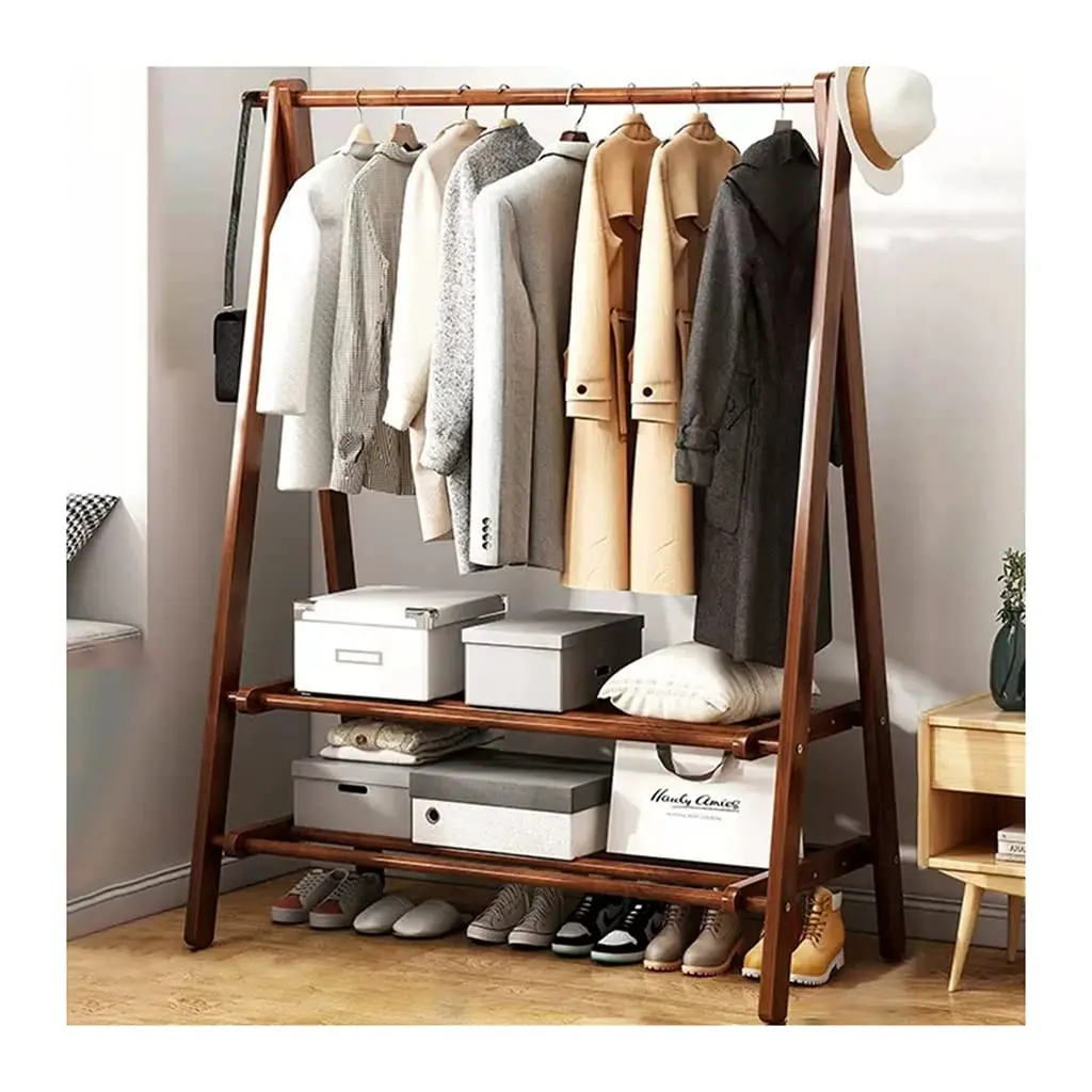 Multifunctional  Strong Load Capacity Freestanding Foldable Open wooden coat rack