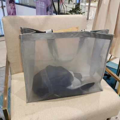 Customized logo mesh shopping bag large capacity shoulder bag nylon mesh handbag