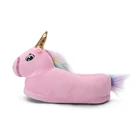 Wholesale Cheap Hard Wearing Plush Cartoon Unicorn Girls Pink Bedroom Women Slippers Shoes