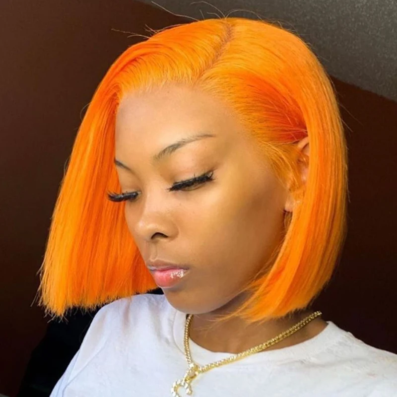 neon orange lace front wig