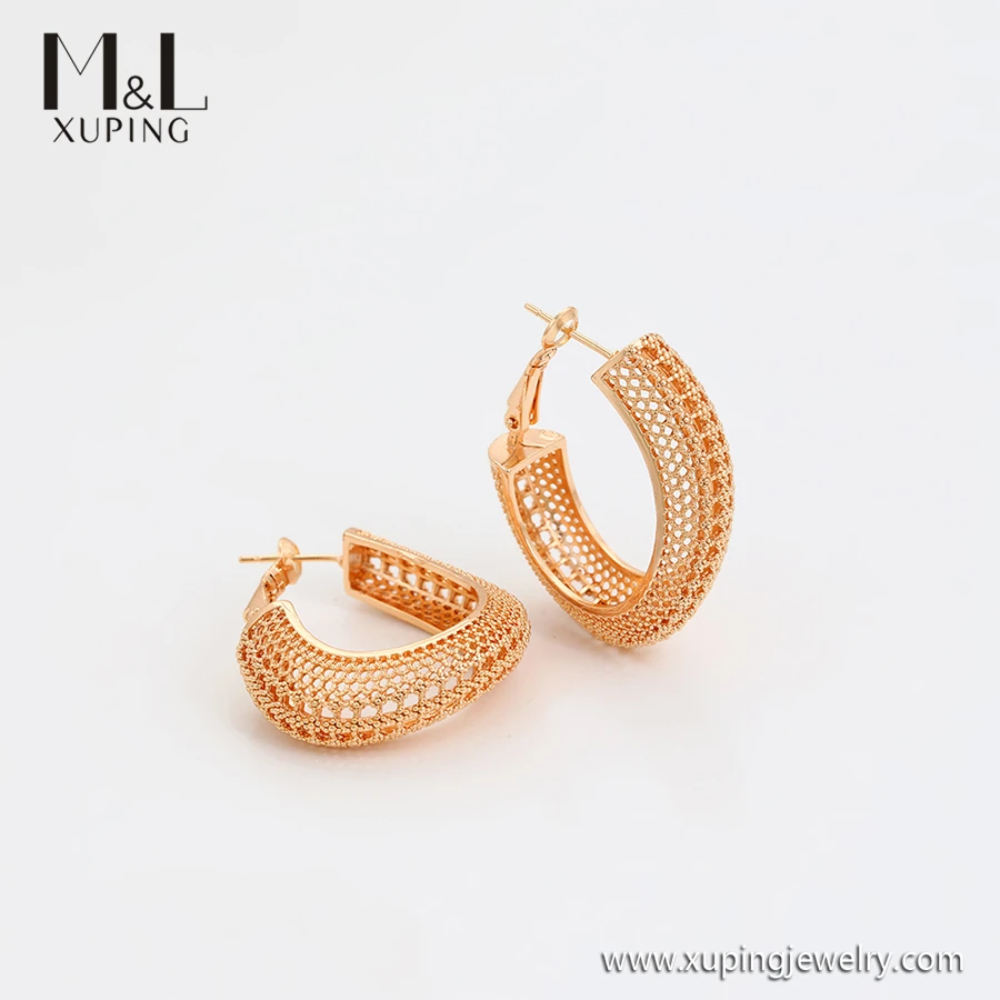 ML41447 XUPING ML Store 18K gold color African Women Wholesale Jewelry Fashion Mesh Hollow out Design Exaggerate clip earrings