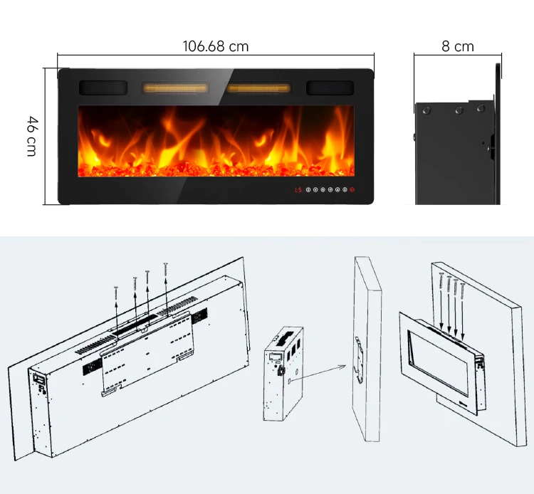 Electric Fireplace, 50", 60", 72", Wall - detail 18