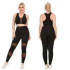 Eco Friendly 2 Pieces Plus Size Eco Friendly Yoga Wear Elastic Sports Bra Legging Big Size Yoga Set