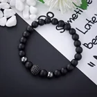 Micro Pave Wholesale Copper Jewelry CZ Micro Pave Beads Natural Matte Onyx Stone Bead Bracelet Jewelry