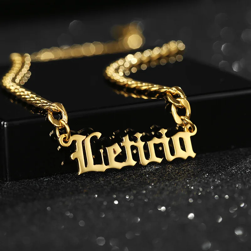 14k Customized Letter Cuban Name Plate 
