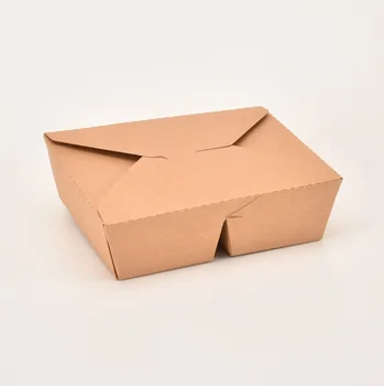 Brown Kraft Paper Disposable Takeout Food Box Containers With