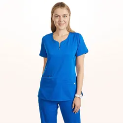 ECBC Beautician Scrubsuit Set Uniforms Tops Medical Uniforms Cotton with Zipper