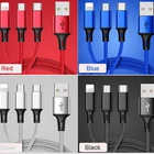 Phone Charger Android Mobile Phone Nylon Multi Charger Light Micro Type C 3 In 1 USB Charging Cable