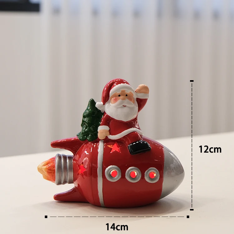 Colorful gifts decor christmas ceramic snowman/santaclaus item design with LED lights