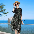 Maxi Silk Women Elegant Pleated Flower Print Maxi Dresses Chiffon Printed Dresses With Silk