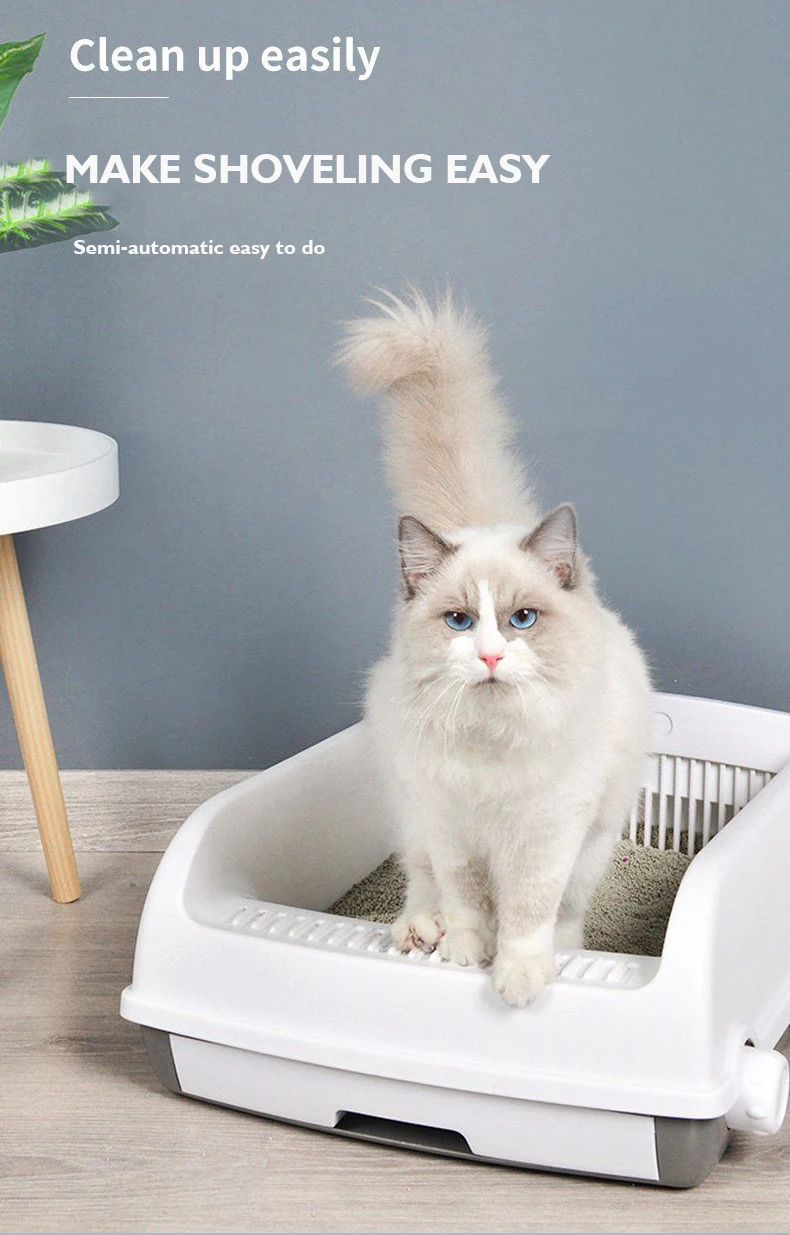 New High Quality Easy to Clean Waste Disposal Cat Litter Box Semi Automatic Cleaning and Deodorizing Cat Toilet Pet Supplies manufacture
