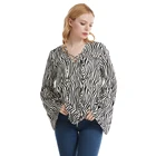 Blouse Women's Leisure Bat Sleeve Korean Linen Loose Zebra Striped Shirt Female Blouse Tops
