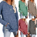 Shirt Women Vintage Round Neck Loose Long Sleeve T Shirt With Stitching