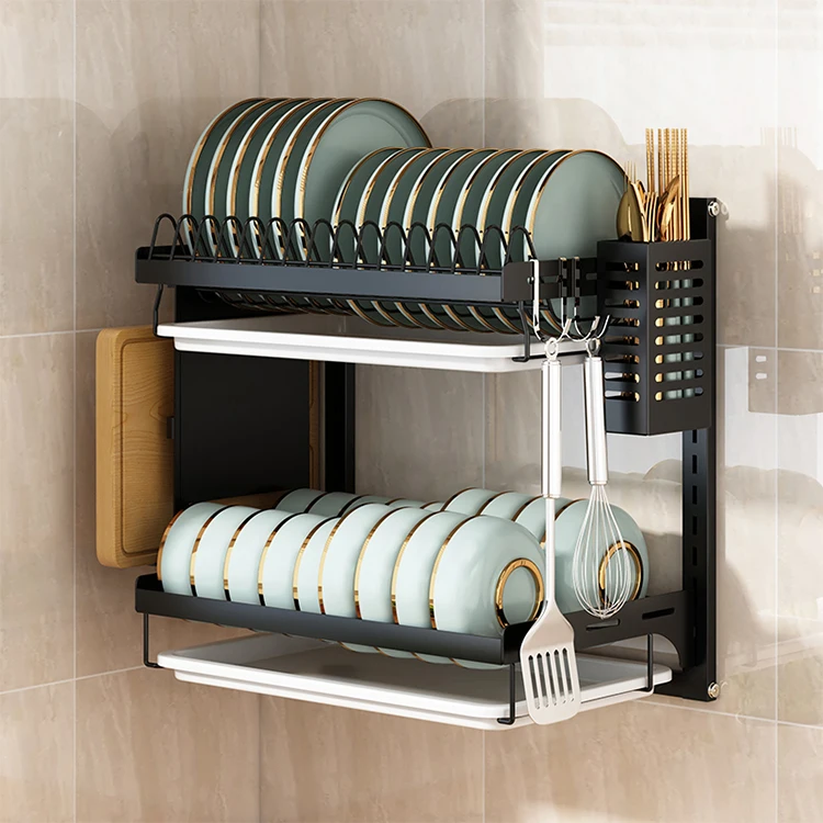 wall mounted 2 tier kitchen stainless dish rack over the sink