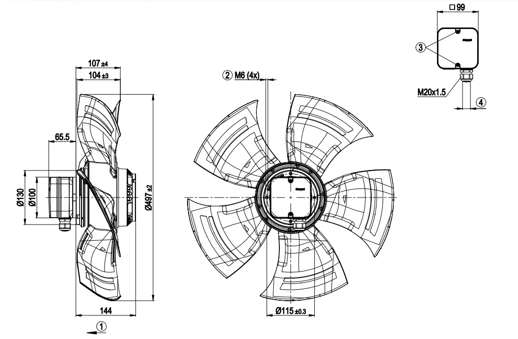 Condenser, A4D500-AM03-01, 500MM, 400V, 550W - detail 10