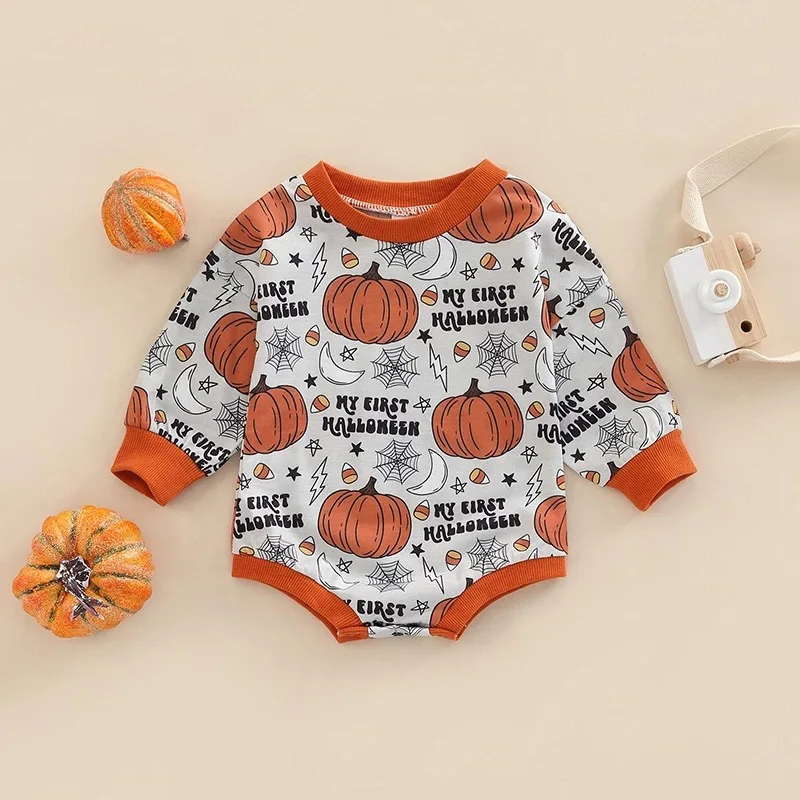 New arrival spring autumn infant toddler clothes long sleeve cotton Halloween baby girls rompers bodysuit