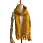 Scarf Women's Soft Warm Cable Pattern Knitted Scarf With Tassel Outdoor Sport Scarves