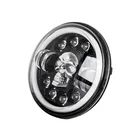 Hi Motorcycle Skull Design RGB Hi Lo Beam DRL 7inch LED Headlight For JEEP JK JL Motorcycle
