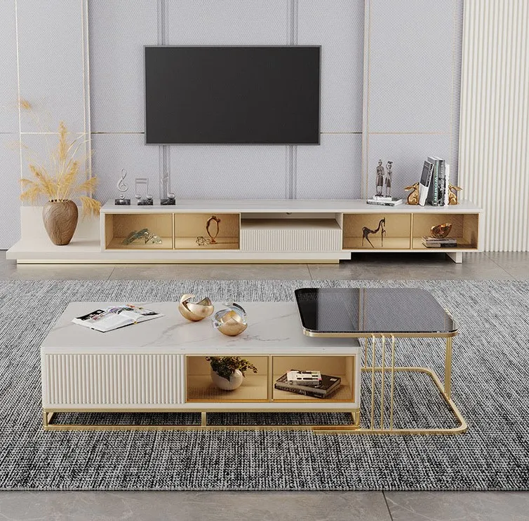 Wholesale Living Room Luxury Nordic Marble Top Tv Stand Modern Solid Wood Tv Cabinet
