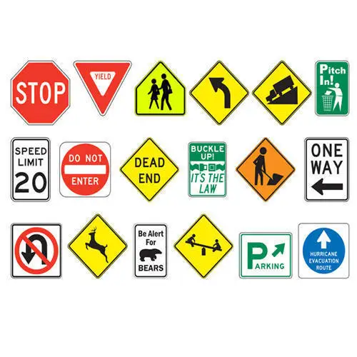 Red Slow Down Road Safety Aluminium Composite Sign 200mm x 135mm White. 