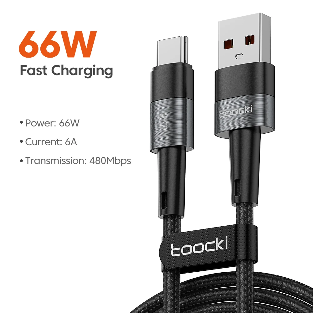 Hot Sale Toocki Usb To Type C Cable 6a Fast Charging 66w Usb C Cable