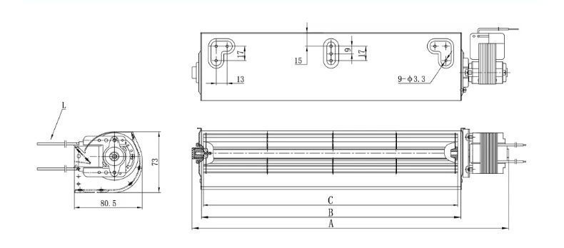 Ventilation Cross Flow Impeller, 60mm, 220v, 115V - detail 6