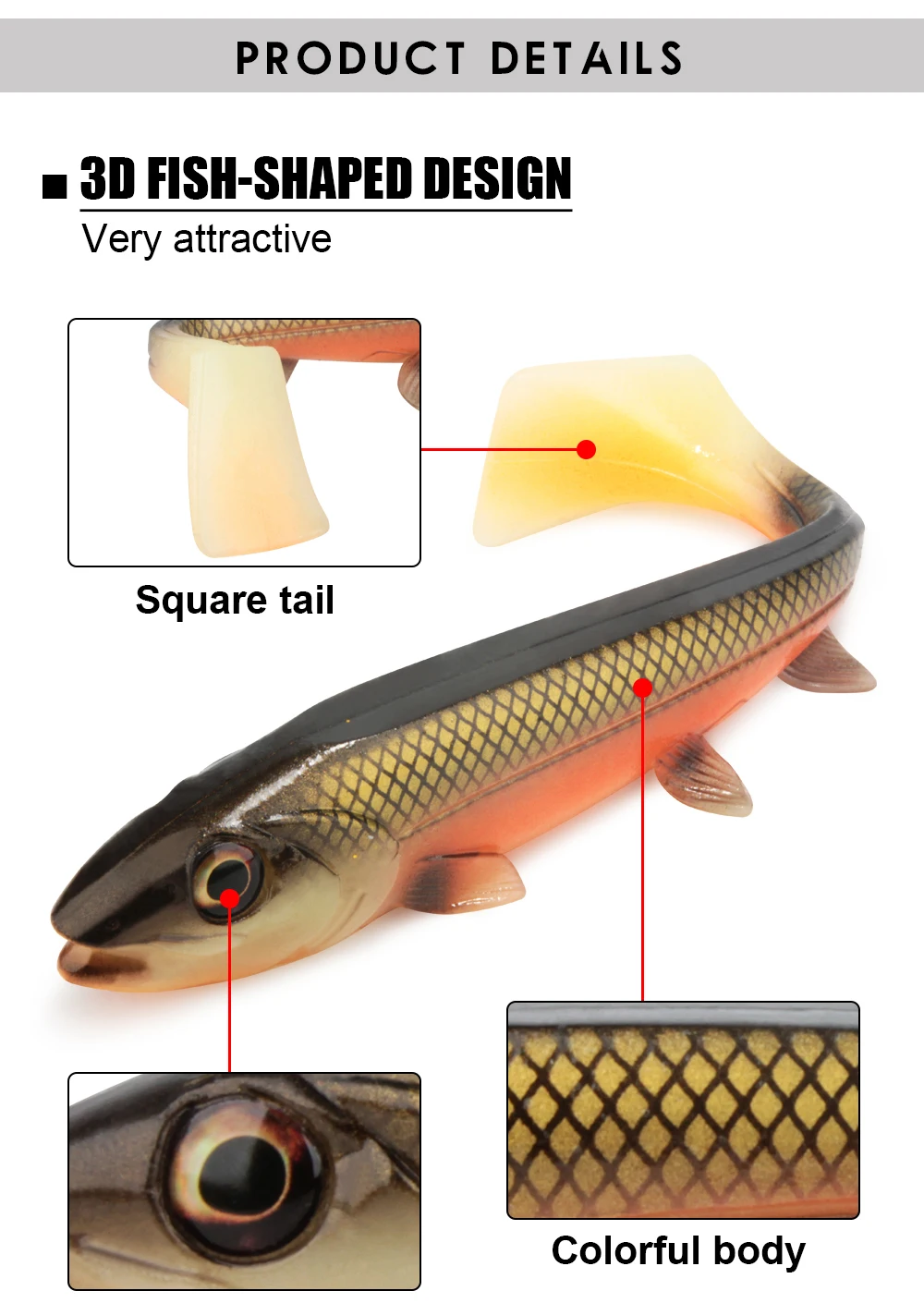 Spinpoler 14cm 18cm Bionic Shad Pike Lure Swimbait Square Tail For Pike