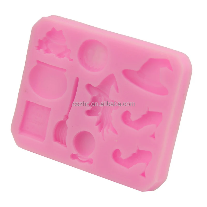 Pink Resin Mold Ghost Witch Spider Web Pirate Pumpkin  Bat Silicone Chocolate Halloween Fondant Molds