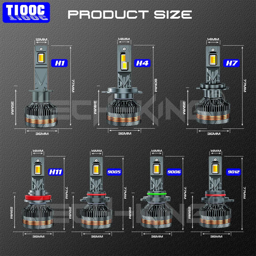 TECH-KING High Quality Auto Lights Head Lamps H1 H3 H4 H7 H11 9005 9006 9012 6000K 4300K 3000K Flash Four Mode LED Headlights