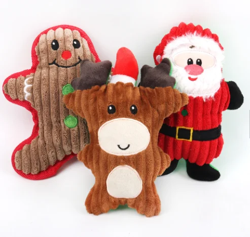Manufacturer wholesale santa claus snowman bear squeaky pet dog christmas plush toys