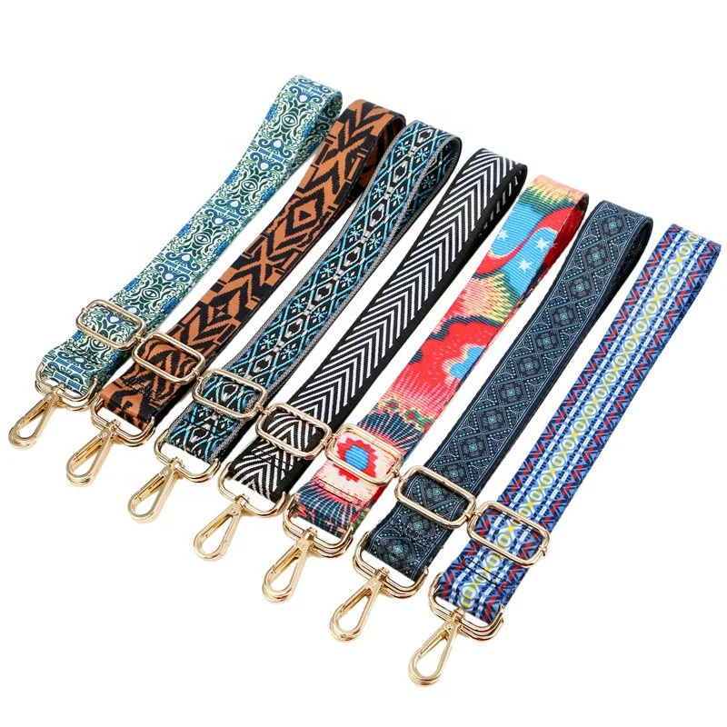 Silvery Buckles Wide Shoulder Strap Adjustable Replacement Belt Guitar Style Crossbody Bag Handbag Strap Multicolor Canvas Straps（Wide:1.4in，Long:49.2in） Mosaic 