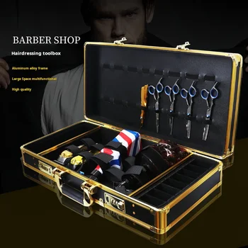 Premium Golden Aluminium Hairdresser Briefcase with Lock Professional Barber Tools Organizer Case for Salon Stylists