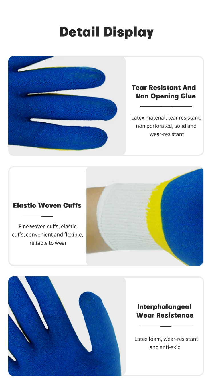 Garden Gloves, String Knit Red Palm Latex Dipped Work Gloves - Cotton Polyester Shell Safety Protection Gloves 3