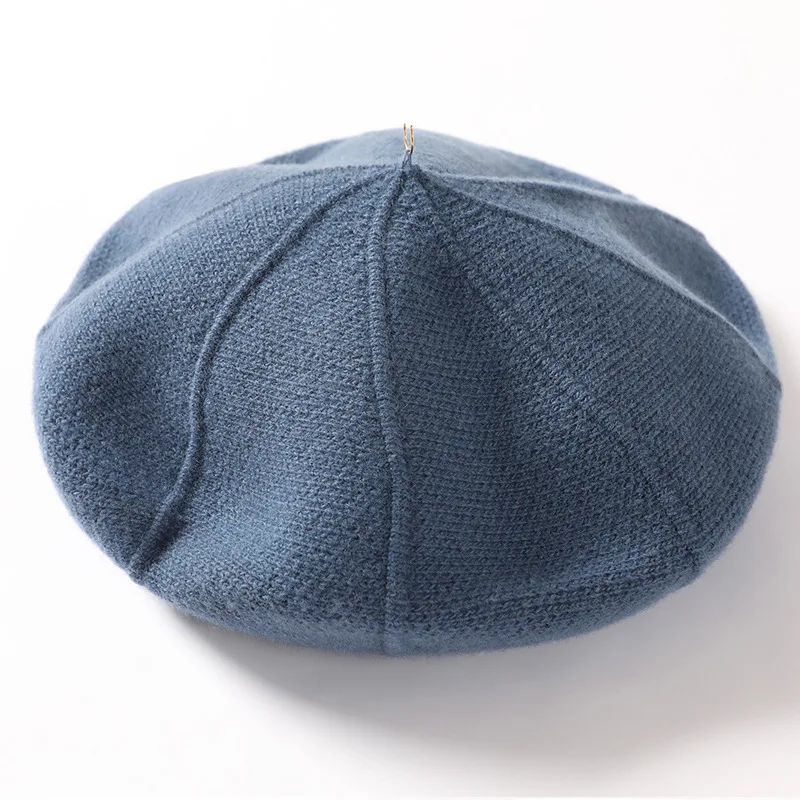 Custom Private Label Wool Solid Color French Brooch Women Beret Hat