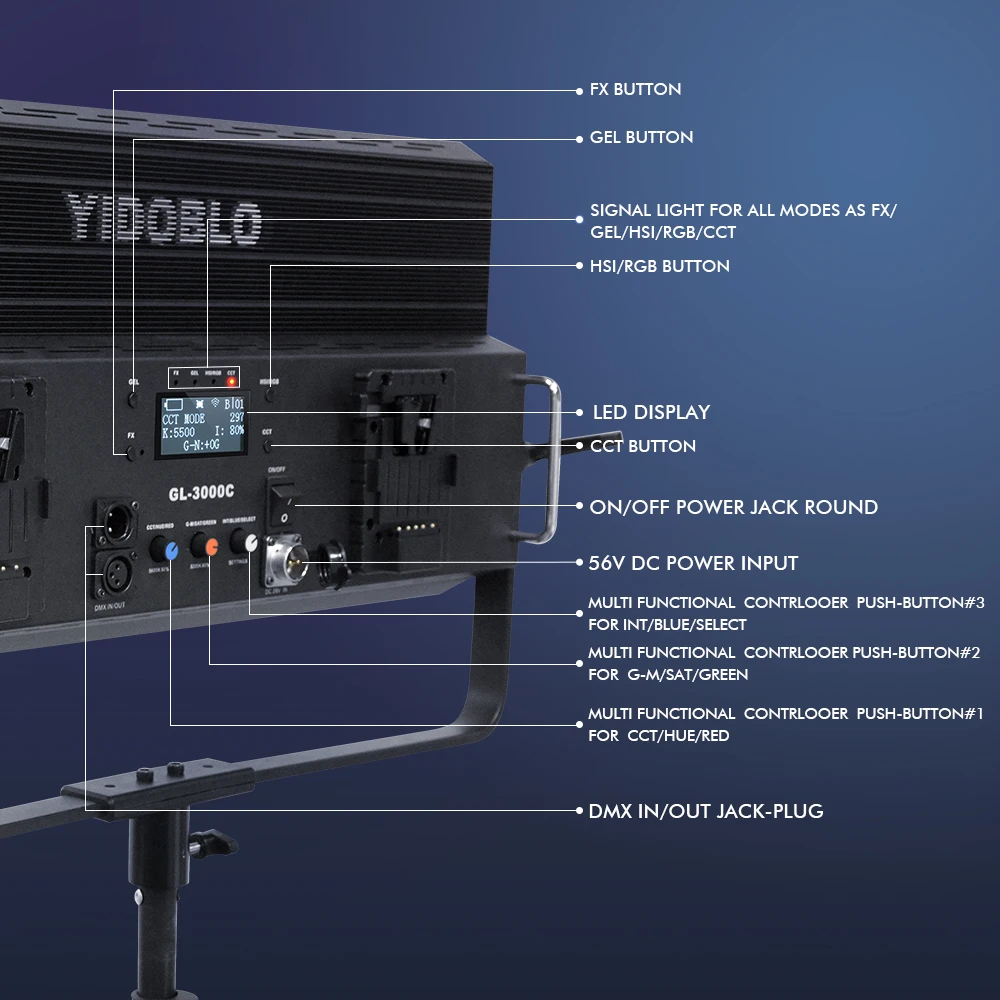 GL-3000C Portable Led Light Studio Equipment Live Film Lighting Camera Video Television Studio Equipment with Tripod Stand